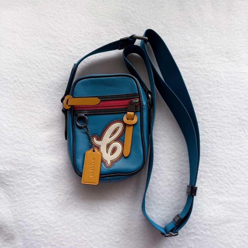 Coach crossbody bag blue red yellow